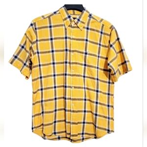 Vintage NYC Orange/black Plaid Button Shirt 100% Cotton Men's Size Medium